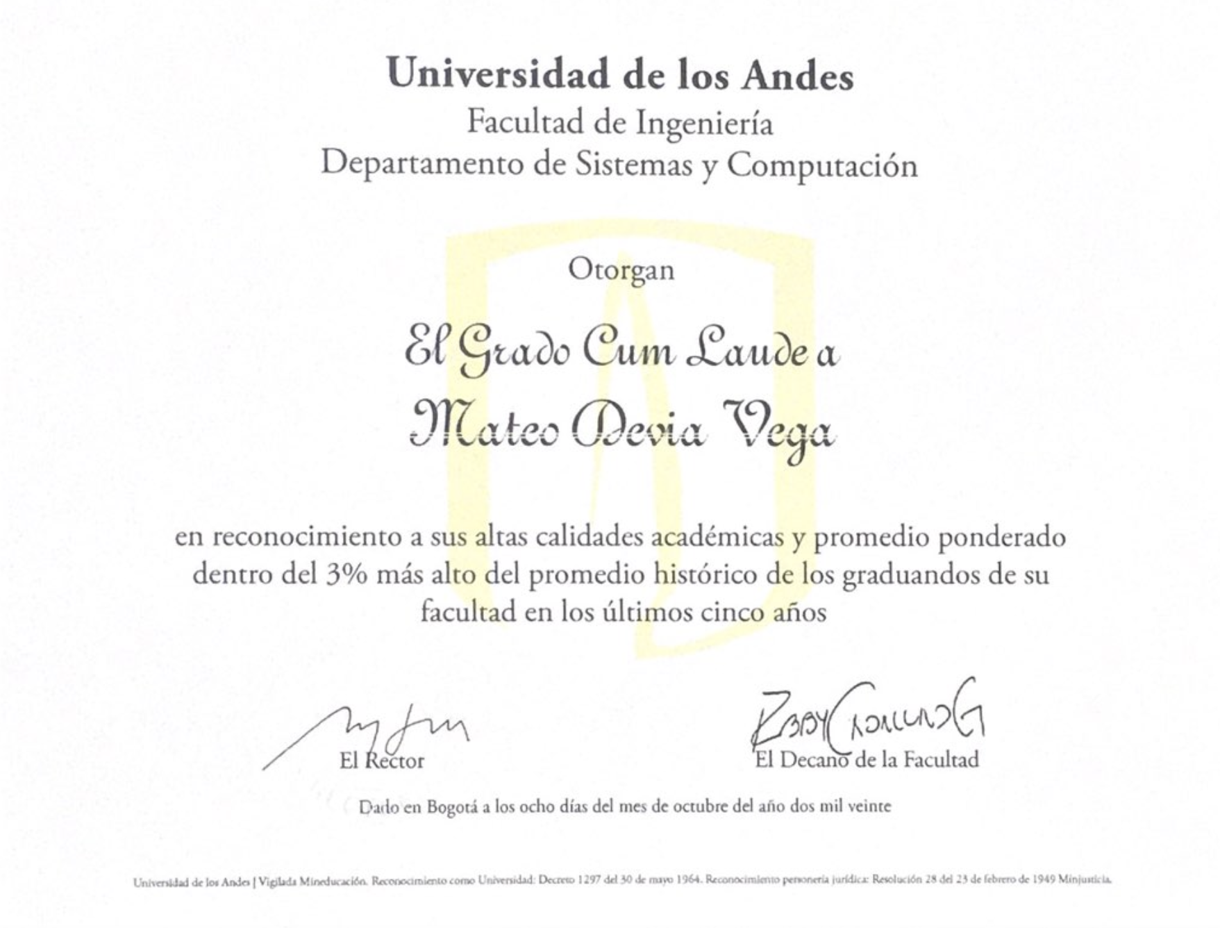 Cum Laude Recognition Diploma
